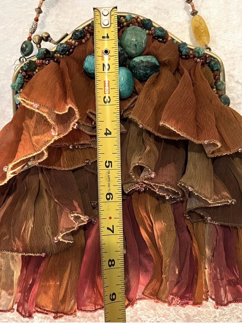 Mary Frances Multicolor Ruffled Crossbody with Turquoise Bead Accents - Picture 10 of 11